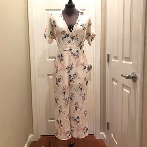 NWT white floral jumpsuit